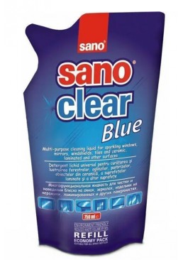 Засіб для миття скла Sano Clear Blue (запаска), 750 мл